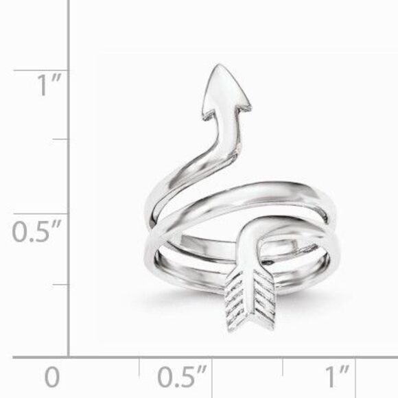 Rhodium Plated Sterling Silver Arrow Wrap Toe Ring - Picture 2 of 3